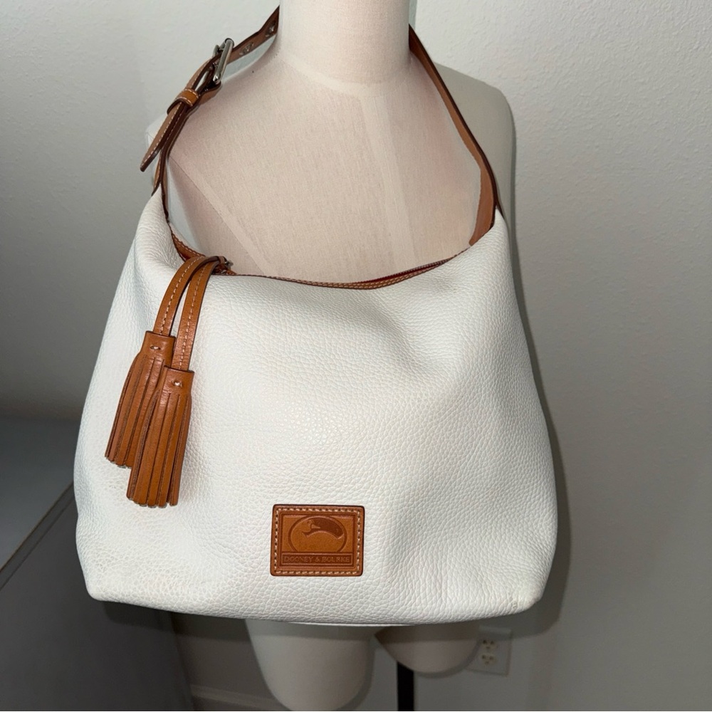 Dooney & Bourke White and Brown Hobo Bag